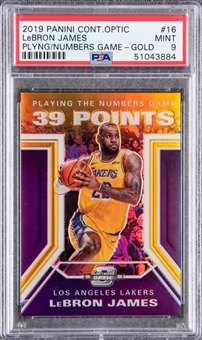 2019-20 Panini Contenders Optic Gold "Playing the Numbers Game" #16 LeBron James Signed Card (#01/10) - PSA MINT 9